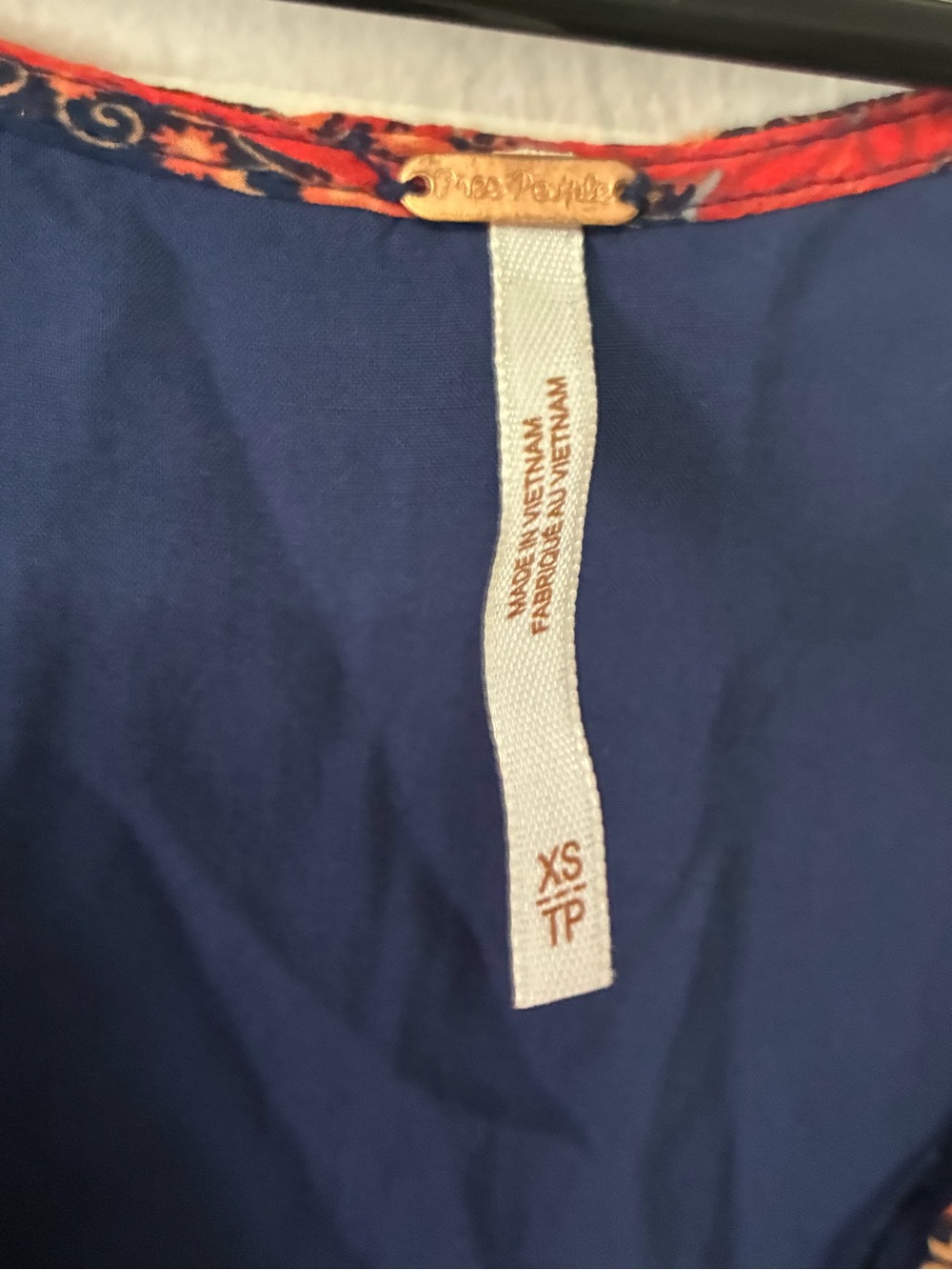 Free People Navy Dress with Red Floral Trim - Picture 3 of 12